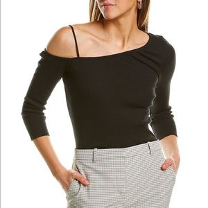 Theory Women's Off-The-Shoulder Ribbed Black Top